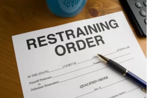 Person reviewing a New York Order of Protection document with a family law attorney